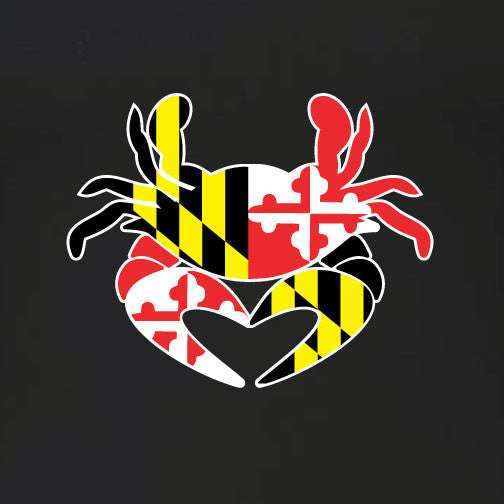 Maryland Flag with Crabs in The Design - Long Sleeve Shirt Black / Medium (M)